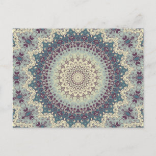 Türkis- und cremefarbenes Mandala-Musterdesign Postkarte