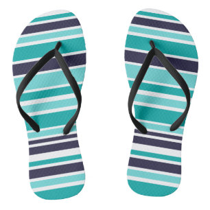 Türkis und dunkelblau gestreift badesandalen