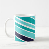 Türkis und dunkelblau gestreifte Tasse (Links)