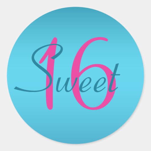 Türkis und Fuchsia Sweet Sixteen Sticker (Vorderseite)