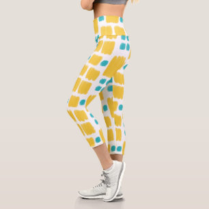 Türkis und gelb gestrichene Formen Capri Leggings