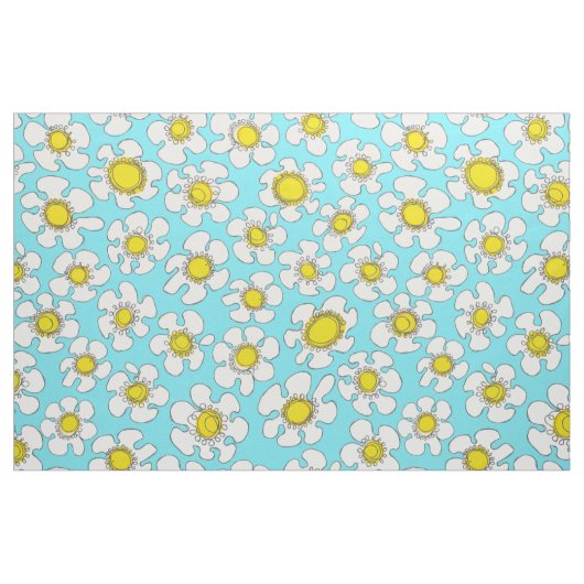 Türkis und Gelb Single Linie Daisy Muster Stoff (Yard (91,4 cm))