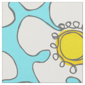 Türkis und Gelb Single Linie Daisy Muster Stoff (Nahaufnahme)