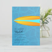 Türkis und Gelb Surfer Beach Abschluss Bash Einladung (Stehend Vorderseite)