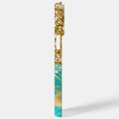 Türkis und Glittery Gold Glam Personalisiert Case-Mate iPhone Hülle (Rückseite / Rechts)