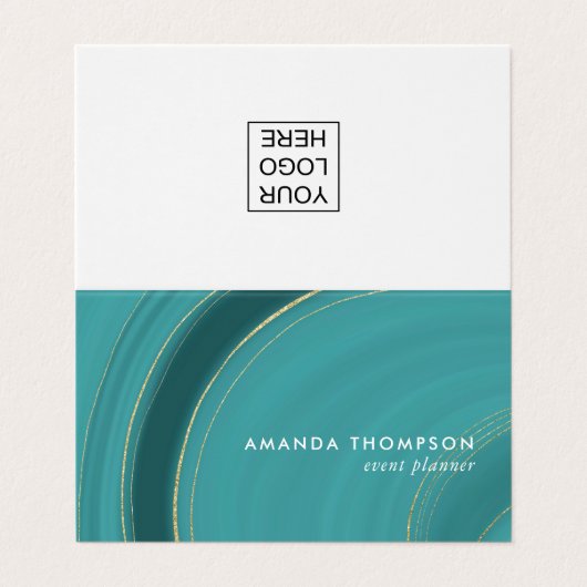 Türkis und Gold Agate Visitenkarten (Außenseite Aufgefaltet)