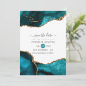 Türkis und Gold Agate Wedding Save The Date (Stehend Vorderseite)