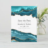 Türkis und Gold Agate Wedding speichern das Datum Save The Date (Stehend Vorderseite)