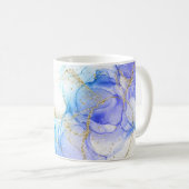 Türkis und Gold Alkohol Tinte & Name Kaffeetasse (VorderseiteRechts)