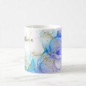 Türkis und Gold Alkohol Tinte & Name Kaffeetasse (Mittel)