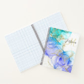 Türkis und Gold Alkohol Tinte & Name Notizblock (Innenseite)