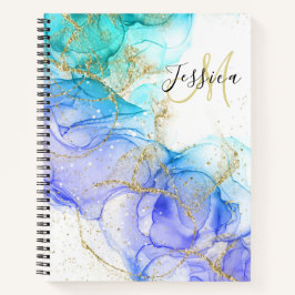 Türkis und Gold Alkohol Tinte & Name Notizblock