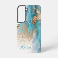 Türkis und Gold Alkohol Tinte Samsung Galaxy Cas