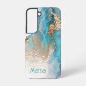 Türkis und Gold Alkohol Tinte Samsung Galaxy Cas Samsung Galaxy Hülle (Rückseite)