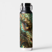 Türkis- und Gold-Drachengesicht Trinkflasche (Vorne)