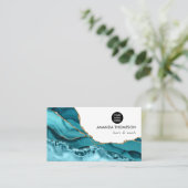 Türkis und Gold Geode Agate Stone Visitenkarte (Stehend Vorderseite)
