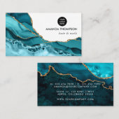 Türkis und Gold Geode Agate Stone Visitenkarte (Vorne/Hinten)
