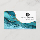 Türkis und Gold Geode Agate Stone Visitenkarte (Vorderseite)