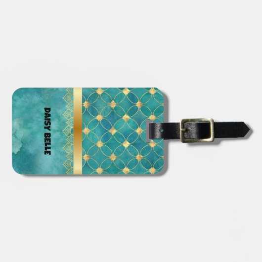 Türkis- und Gold-Gepäckmarke Gepäckanhänger (Vorderseite horizontal)