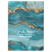 Türkis und Gold Glitzer Agate Klemmbrett (Rückseite)