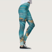 Türkis und Gold Glitzer Agate Leggings (Rechts)