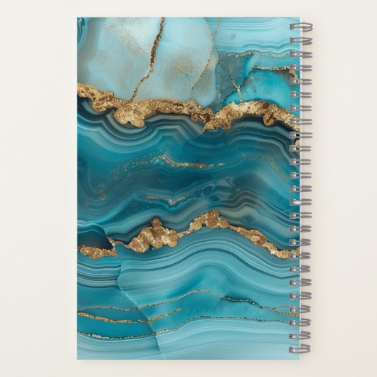 Türkis und Gold Glitzer Agate Notizblock (Rückseite)