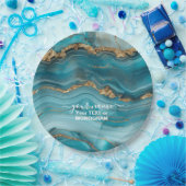 Türkis und Gold Glitzer Agate Pappteller (Party)