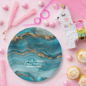 Türkis und Gold Glitzer Agate Pappteller (Party)