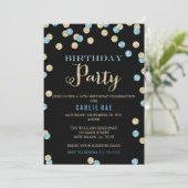 Türkis und Gold Glitzer Geburtstag Einladungen (Stehend Vorderseite)