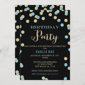 Türkis und Gold Glitzer Geburtstag Einladungen (Vorne/Hinten)