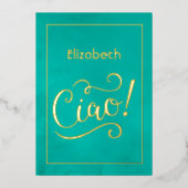 Türkis und Gold Italienisches Brautparty Folieneinladung (Vorderseite)