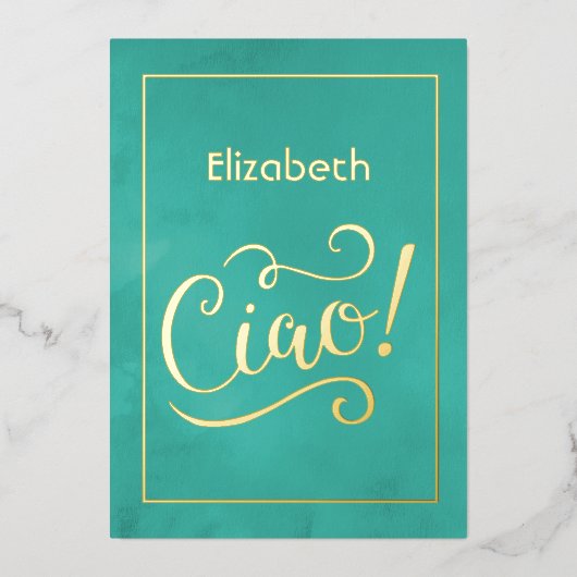 Türkis und Gold Italienisches Brautparty Folieneinladung (Vorderseite)