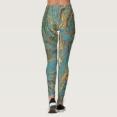 Türkis und Gold, marmoriert. Leggings (Rückseite)
