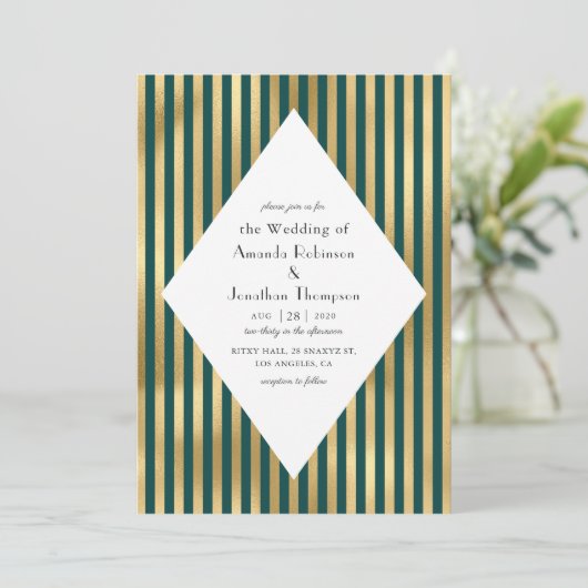 Türkis und Gold Paris Art Deco Einladung (Stehend Vorderseite)