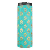 Türkis und Gold Peacock Thermosbecher (Rückseite)