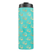 Türkis und Gold Peacock Thermosbecher (Vorderseite)