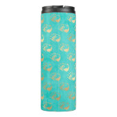 Türkis und Gold Peacock Thermosbecher (Rückseite)