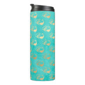 Türkis und Gold Peacock Thermosbecher (Nach rechts gedreht)