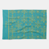 Türkis und Gold Personalisiert Geschirrtuch (Horizontal)