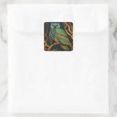 Türkis und Gold Quadratischer Aufkleber (Tasche)