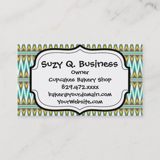 Türkis und Gold-Stamm Arrowhead Zigzags Design Visitenkarte (Vorderseite)