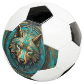 Türkis und Gold Wolf Fußball (Dreiviertel)