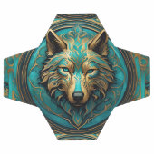 Türkis und Gold Wolf Fußball (Flach)
