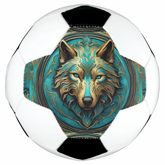 Türkis und Gold Wolf Fußball (Vorderseite)