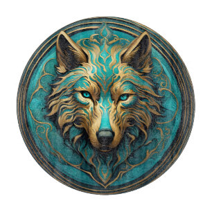 Türkis und Gold Wolf Schneidebrett