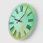 Türkis-und GoldAquarell-Effekt Große Wanduhr (Winkel)