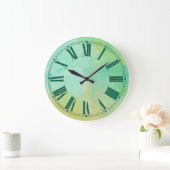 Türkis-und GoldAquarell-Effekt Große Wanduhr (Zuhause)