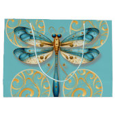 Türkis und Golddragonfly Große Geschenktüte (Rückseite)