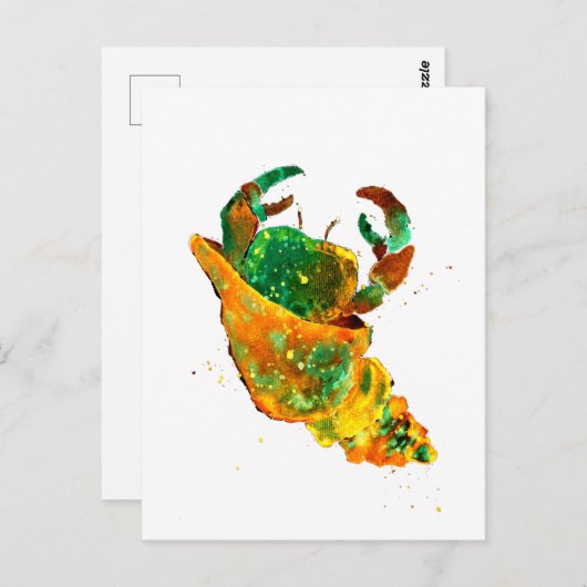Türkis und Golden Hermit Crab Postkarte (Vorne/Hinten)
