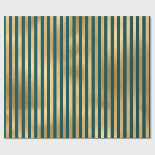 Türkis und goldfarbene Streifen Geschenkpapier (Flach)